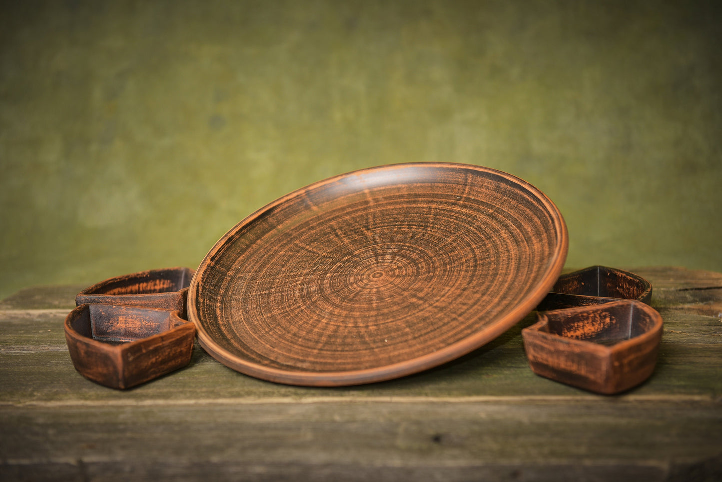 Serving ceramic plate handmade tray clay cheese board serving tray with bowls wine lover gift