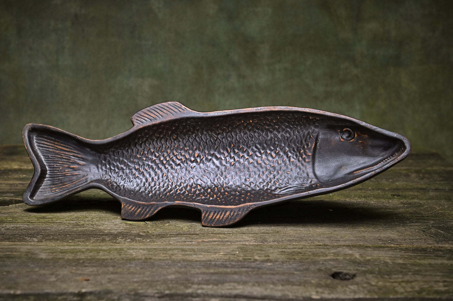 Ceramic fish dish pottery plate serving tray fish platter fishing gift