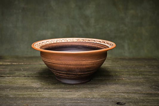 Ceramic pot handmade Ukrainian farmhouse art pottery lower gift fruit clay bowl deep Makita - clayproductsshop