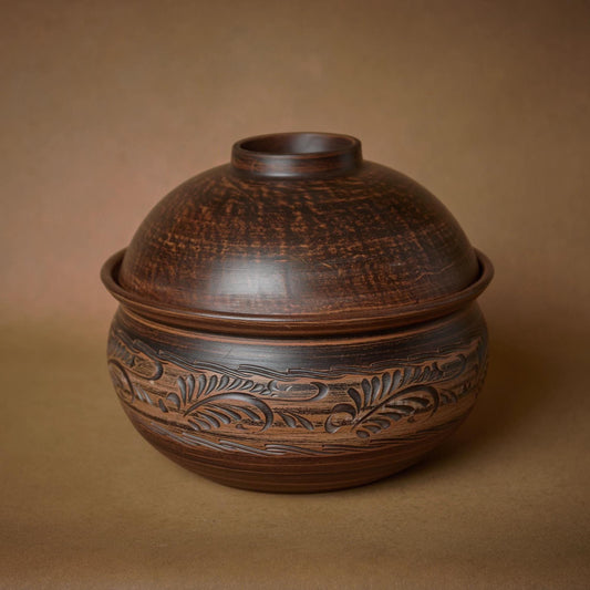 Clay Pot with Lid: Handmade Casserole, Clay Cookware for Baking and Slow Cooking - clayproductsshop