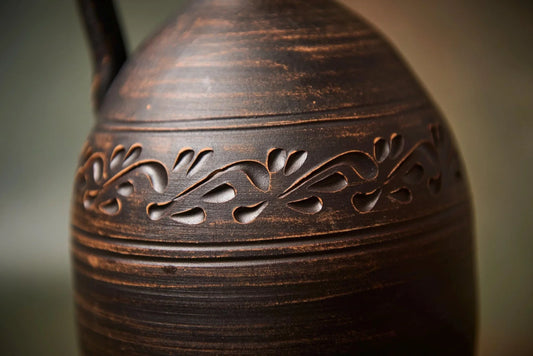 Handmade Ceramic Wine Decanter – Clay Bottle with Lid and Handle, Rustic Pottery Jug - clayproductsshop