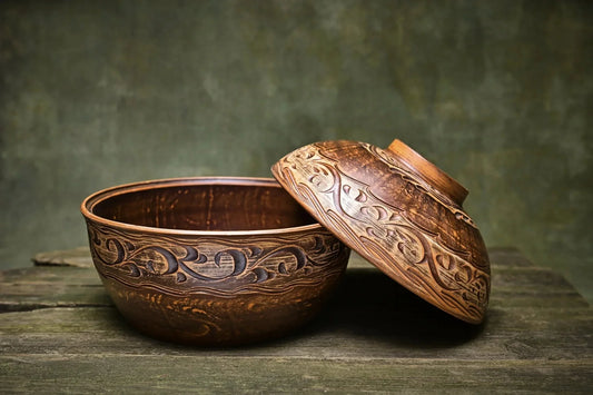 Large handmade ceramic pot with lid, rustic Ukrainian pottery, ornate clay kitchenware.