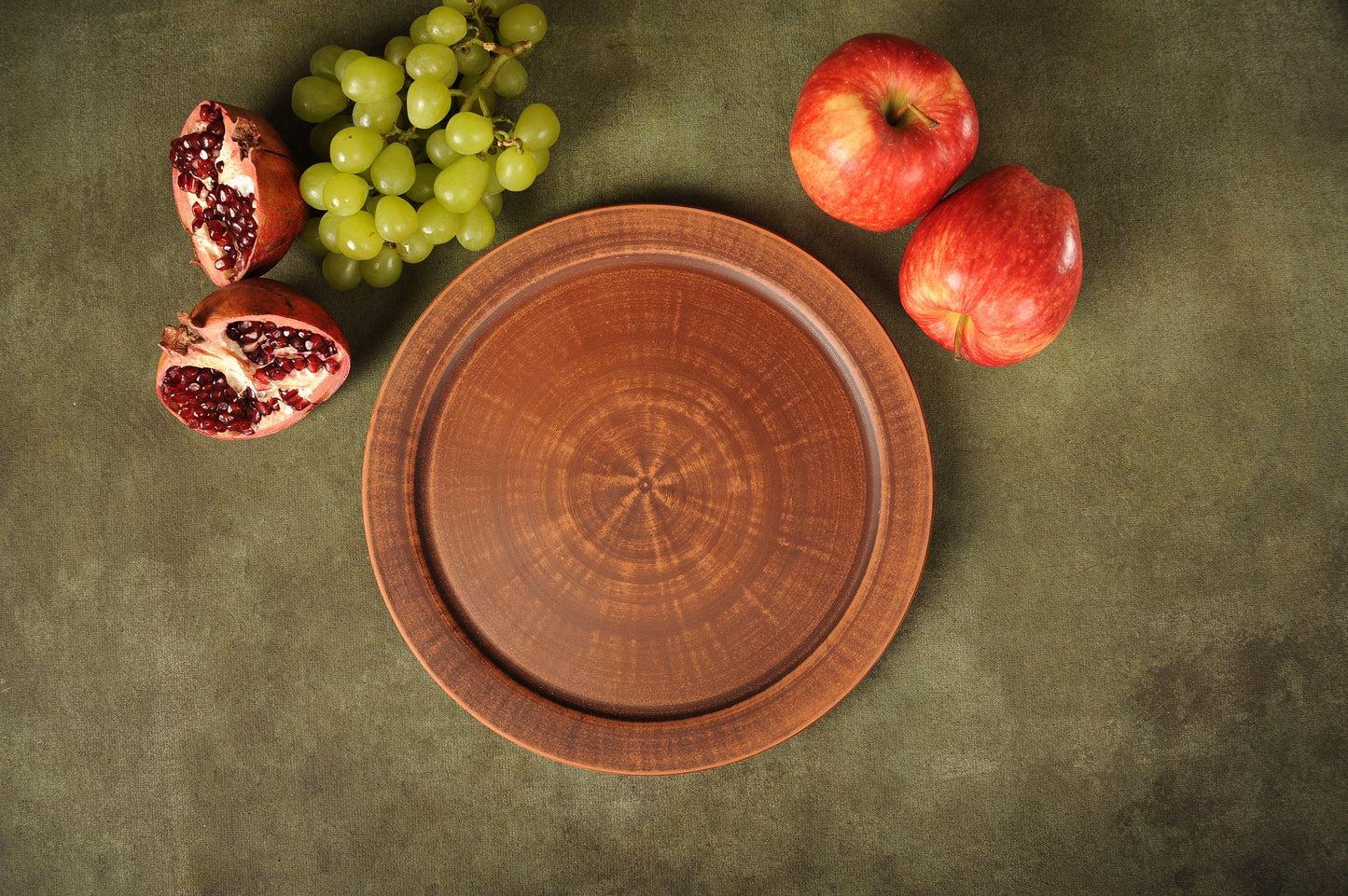 Ceramic Charger Plate Handmade Clay Dinner Plate Dish Gift for Mother Pottery Handcrafted Brown Round Plate for Pizza Pasta 11 in - clayproductsshop