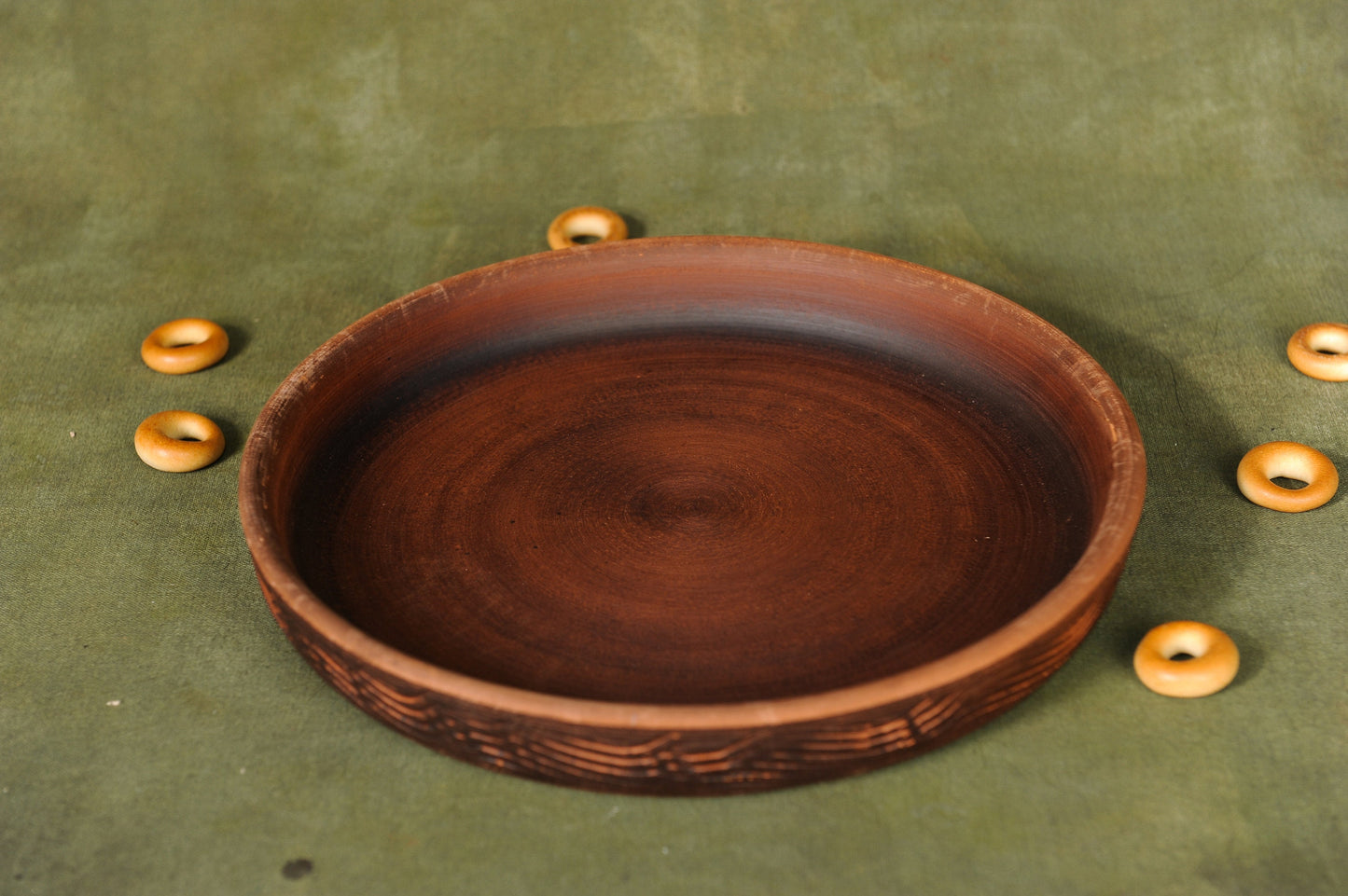 Big Ceramic Plate Handmade Clay Dish Handcrafted Brown Round Plate Matte Ceramic Serving Dish Scandinavian Tableware Serving Plate Stoneware - clayproductsshop