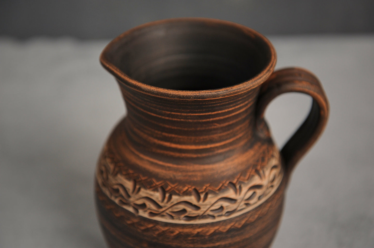 Ceramic Milk Pitcher Smooth Creamer Jug Vessel for Water Hand Engraving - clayproductsshop