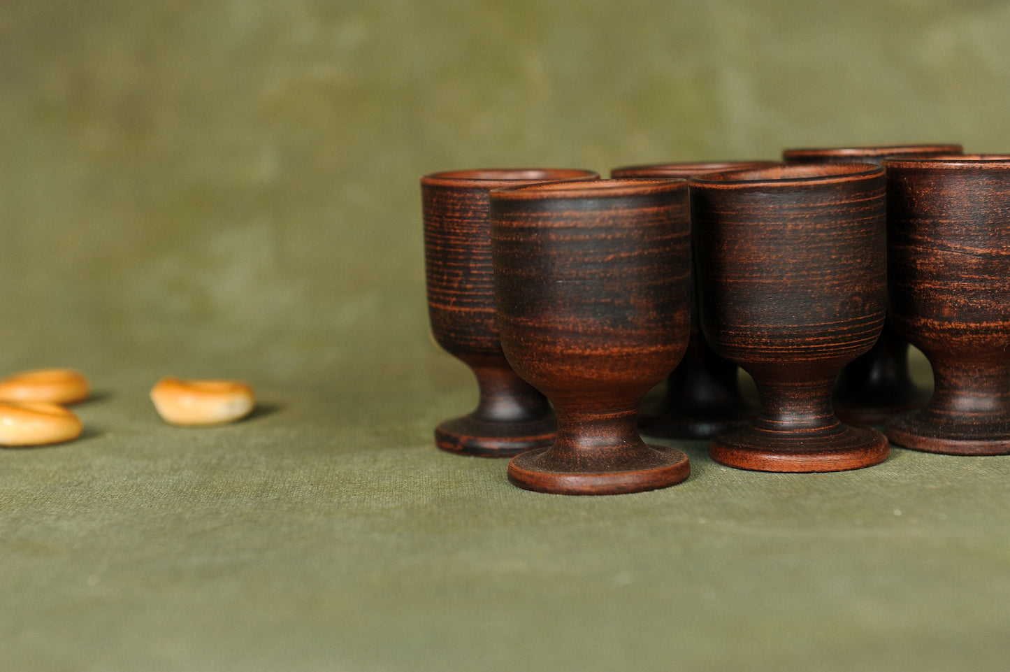 Ceramic glasses pottery gift set of 6 shot glasses wedding favors clay drinking glass footed - clayproductsshop