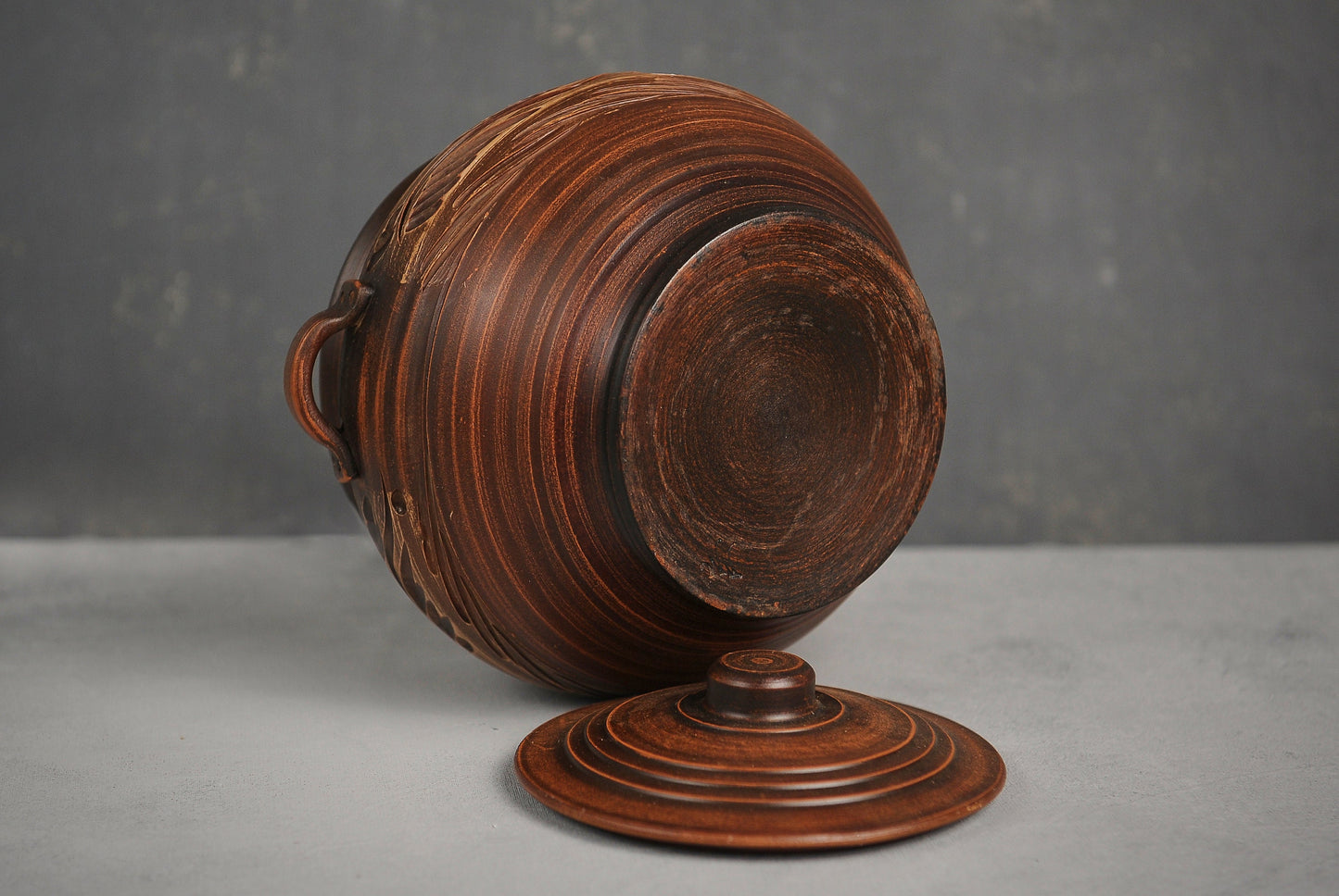 Handmade Ceramic Pot with Handles and Lid - Unique Artisanal Cookware - clayproductsshop