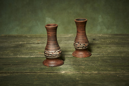 Set of 2 candle holders ceramic candlestick handmade tarot gift Scandinavian design clay candle holder