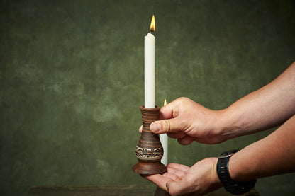 Set of 2 candle holders ceramic candlestick handmade tarot gift Scandinavian design clay candle holder