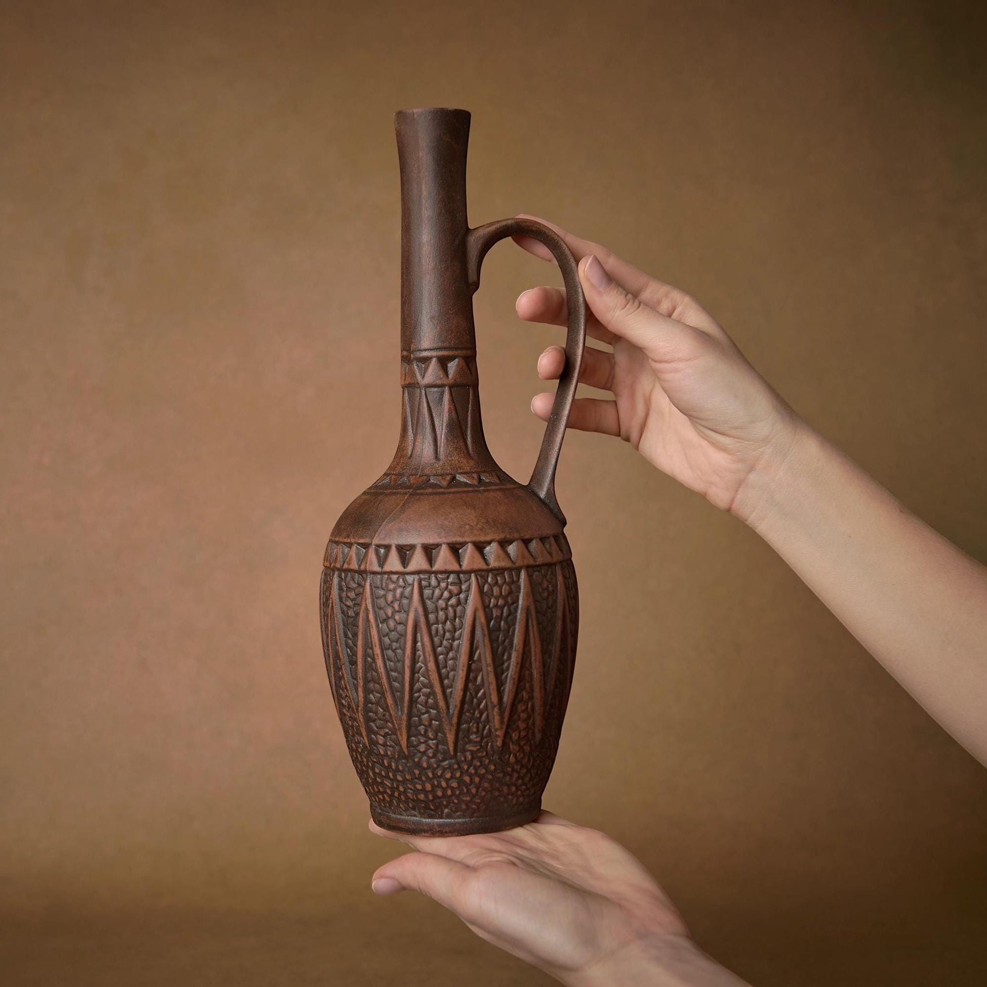 Ceramic Drinkware Set: Handmade Clay Pitcher, Clay Shot Glasses, Pottery for Kitchen Decor - clayproductsshop