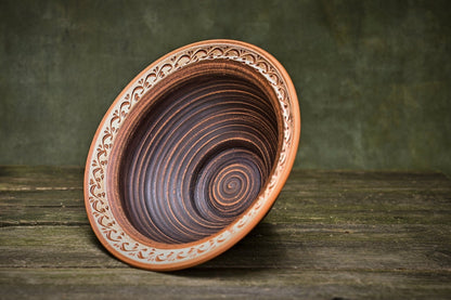 Ceramic pot handmade Ukrainian farmhouse art pottery lower gift fruit clay bowl deep Makita - clayproductsshop