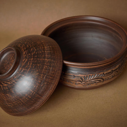 Clay Pot with Lid: Handmade Casserole, Clay Cookware for Baking and Slow Cooking - clayproductsshop