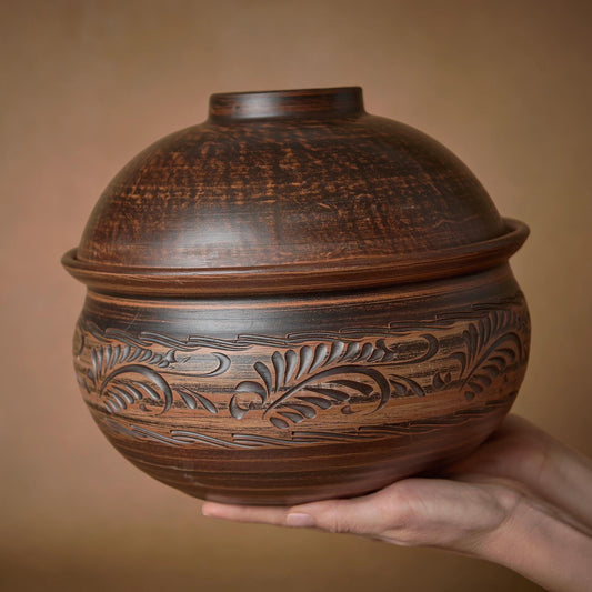 Clay Pot with Lid: Handmade Casserole, Clay Cookware for Baking and Slow Cooking - clayproductsshop