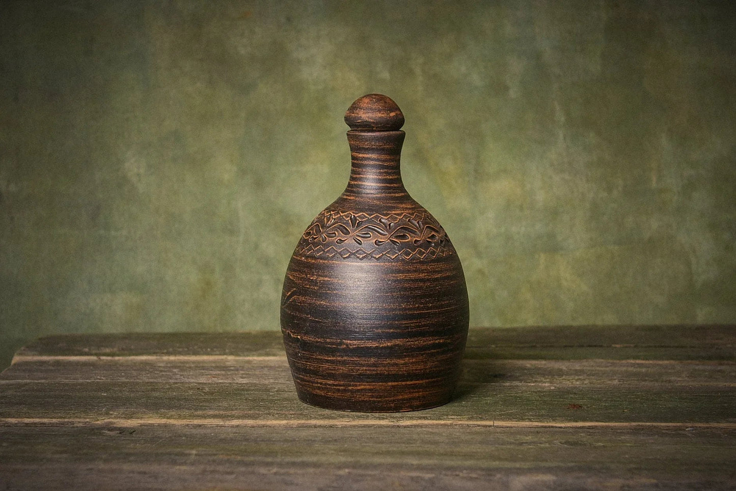 Clay water bottle ceramic amphora engraved pitcher healthy gift kitchen decor alternative to plastic bottles - clayproductsshop