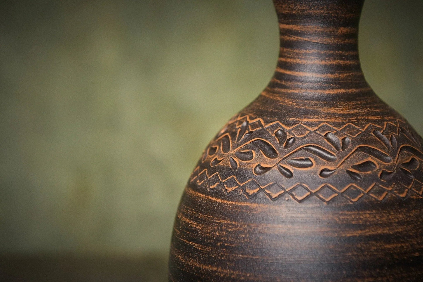 Clay water bottle ceramic amphora engraved pitcher healthy gift kitchen decor alternative to plastic bottles - clayproductsshop