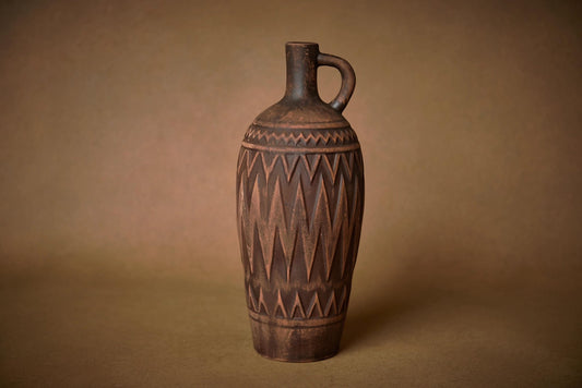 Handcrafted Ceramic Water Bottle with Handle – Rustic Clay Jug for Farmhouse Kitchen - clayproductsshop