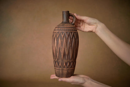Handcrafted Ceramic Water Bottle with Handle – Rustic Clay Jug for Farmhouse Kitchen - clayproductsshop