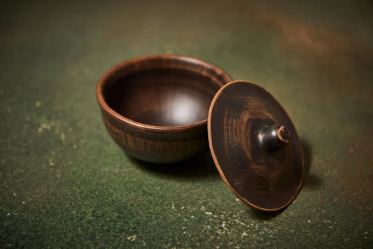 Handmade Ceramic Sauce Dish with Lid, 200ml Pottery Bowl - clayproductsshop