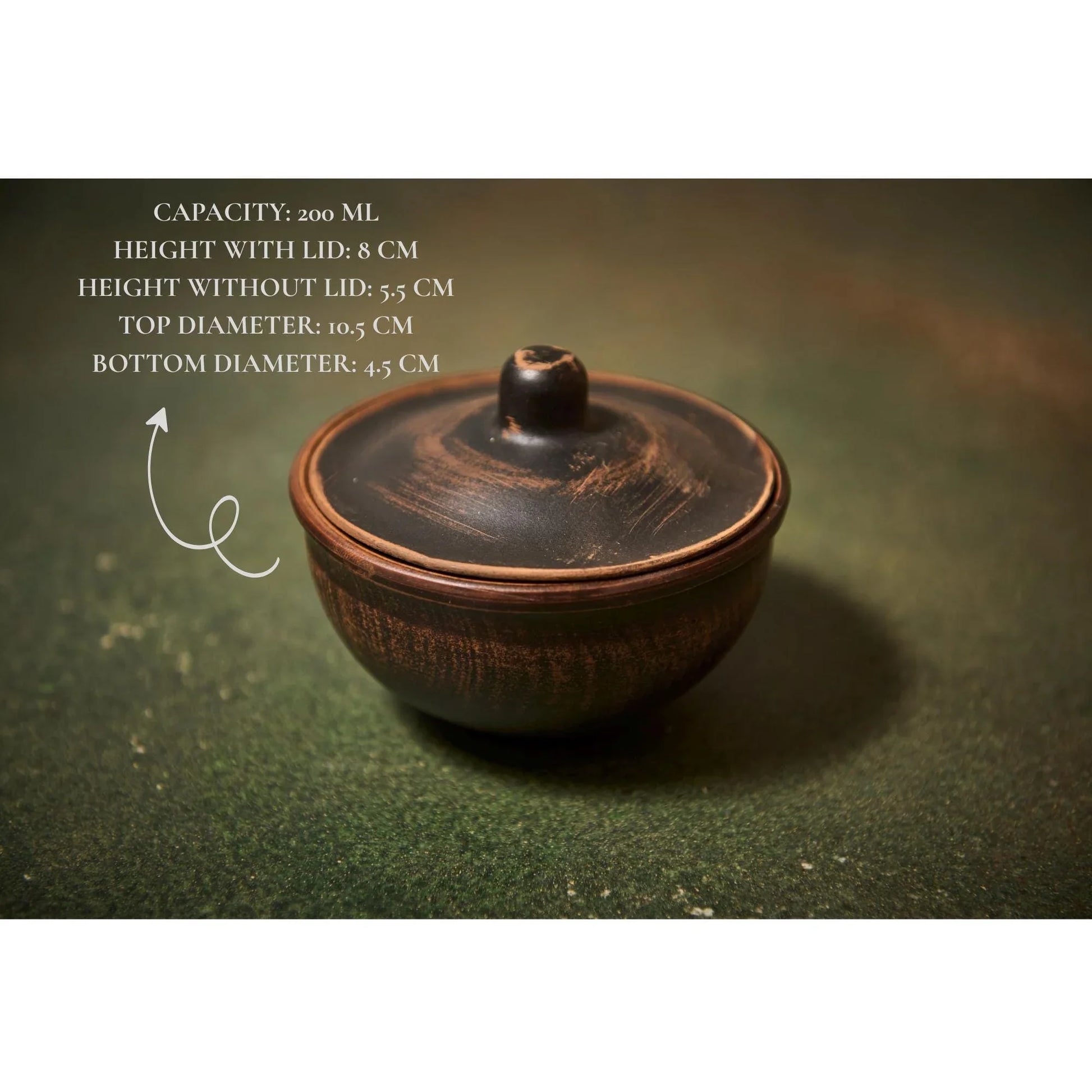 Handmade Ceramic Sauce Dish with Lid, 200ml Pottery Bowl - clayproductsshop