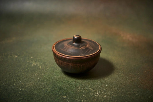 Handmade Ceramic Sauce Dish with Lid, 200ml Pottery Bowl - clayproductsshop