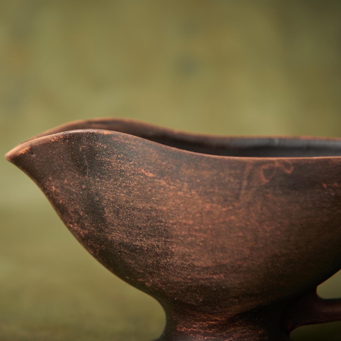 Handmade Rustic Clay Gravy Boat: Small Ceramic Serving Pitcher - clayproductsshop