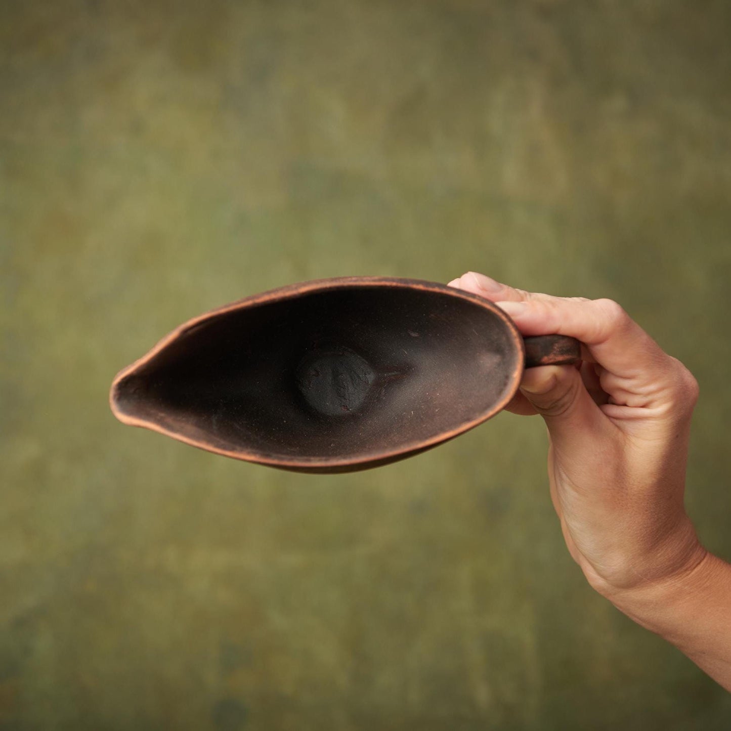 Handmade Rustic Clay Gravy Boat: Small Ceramic Serving Pitcher - clayproductsshop
