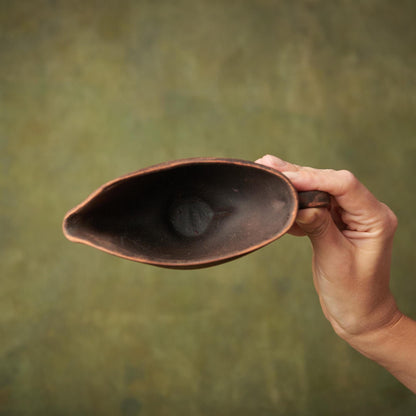 Handmade Rustic Clay Gravy Boat: Small Ceramic Serving Pitcher - clayproductsshop