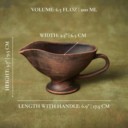 Handmade Rustic Clay Gravy Boat: Small Ceramic Serving Pitcher - clayproductsshop