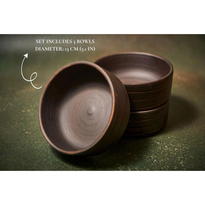 Handmade Set of 3 Red Clay Bowls – Ceramic Tableware for Serving & Decor - clayproductsshop