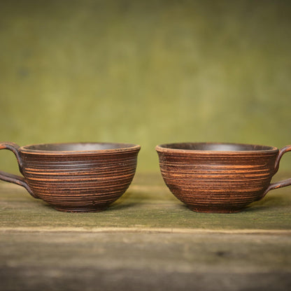 Handmade Terracotta Coffee Mug Set: Rustic Ceramic Pottery Cups - clayproductsshop