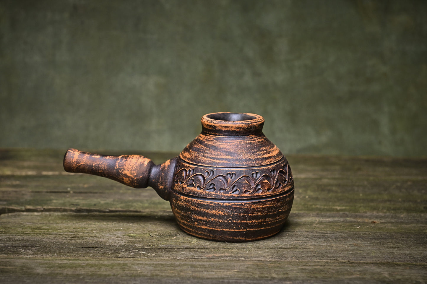 Handmade coffee pot clay turkish cezve with handle ceramic eco-friendly organic pottery espresso maker coffee lover gift
