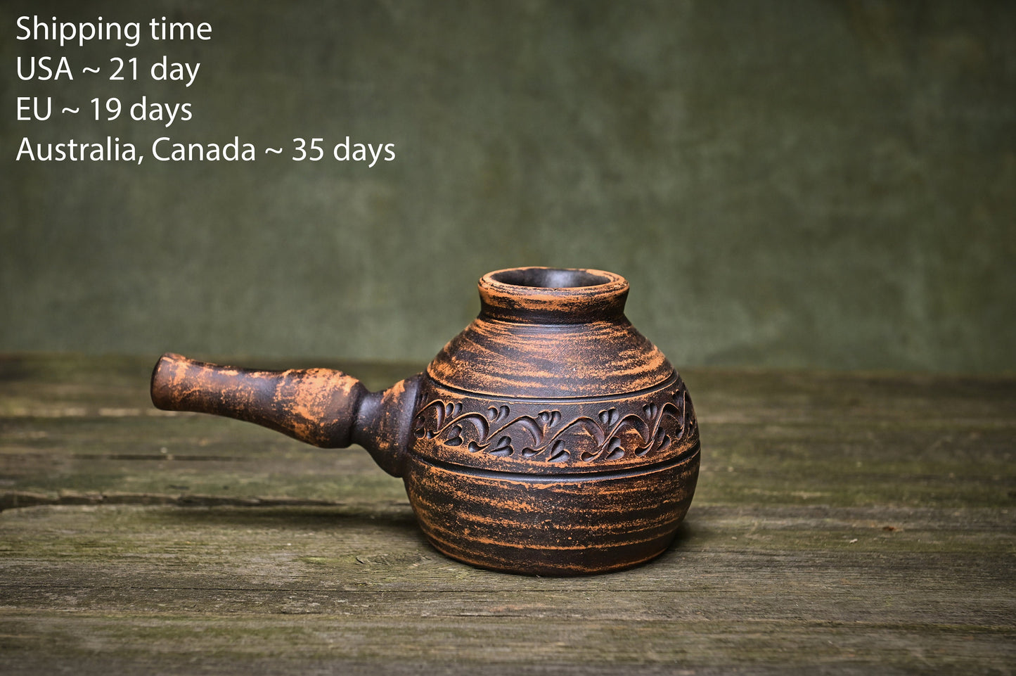 Handmade coffee pot clay turkish cezve with handle ceramic eco-friendly organic pottery espresso maker coffee lover gift