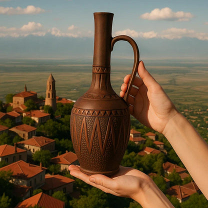 Ceramic Jug: Handmade Clay Wine Pitcher, Rustic Water Jug, Terracotta Amphora (1400 ml)