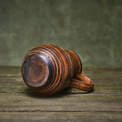 Ceramic Pitcher Terracotta Water Jug: Handmade Red Clay Wine Decanter, Pottery with Handle