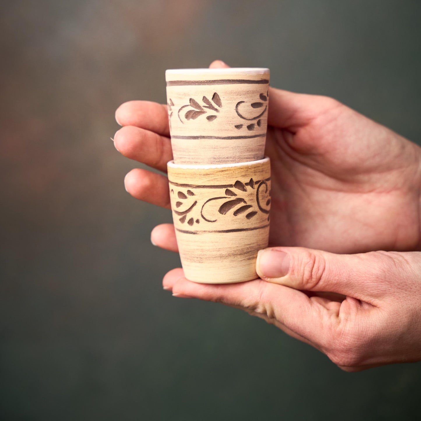 Ceramic Shot Glass Set with Handmade Pitcher: Clay Wine Glasses, Bottle for Serving Wine