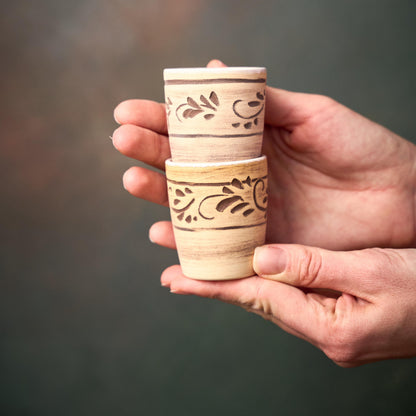 Ceramic Shot Glass Set with Handmade Pitcher: Clay Wine Glasses, Bottle for Serving Wine