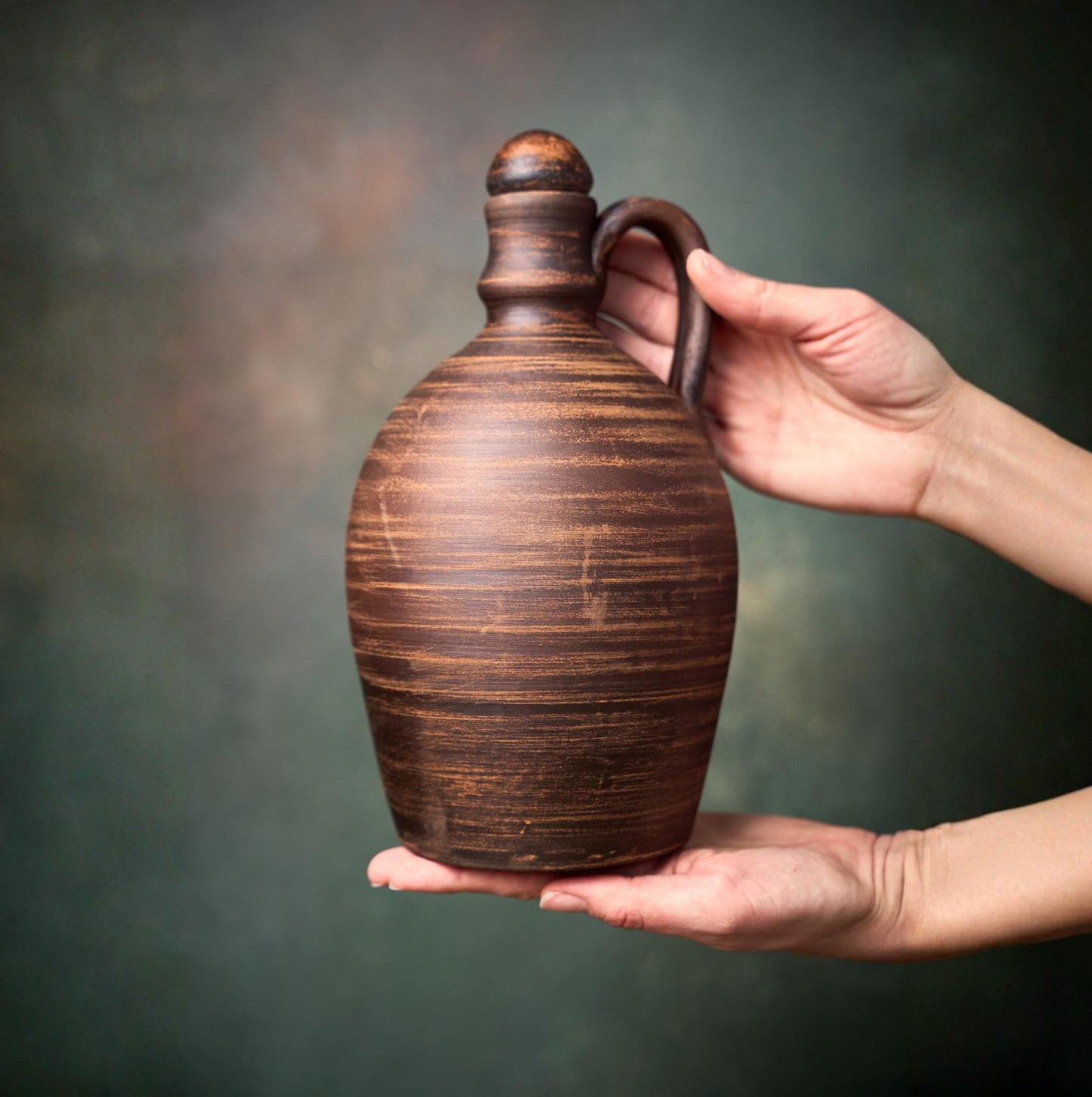 Water Pitcher: Handmade Red Clay, Rustic Georgian Style, Ceramic Jug