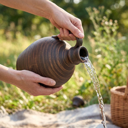 Water Pitcher: Handmade Red Clay, Rustic Georgian Style, Ceramic Jug