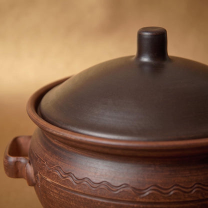 Handmade Ceramic Bread Baker: Organic Red Clay Dutch Oven (6000ml)