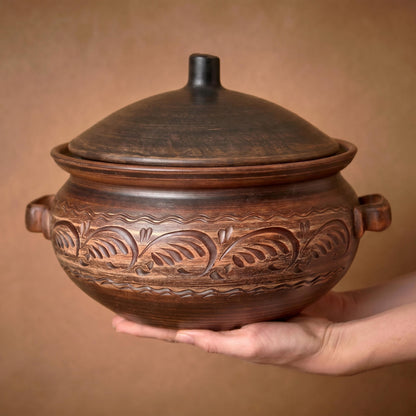 Handmade Ceramic Bread Baker: Organic Red Clay Dutch Oven (6000ml)
