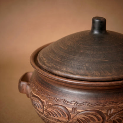 Handmade Ceramic Bread Baker: Organic Red Clay Dutch Oven (6000ml)