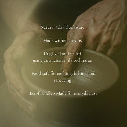 Handmade Clay Pot with Lid: Red Ceramic Cooking Bread Baker, Yogurt and Bean Cookware