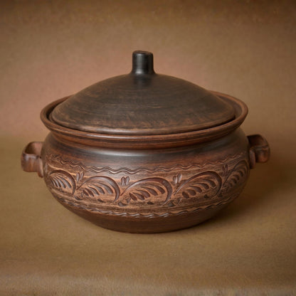 Handmade Ceramic Bread Baker: Organic Red Clay Dutch Oven (6000ml)