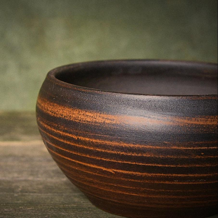 Large Handmade Ceramic Soup Bowl – Unglazed Ukrainian Pottery Dinner Dish - clayproductsshop