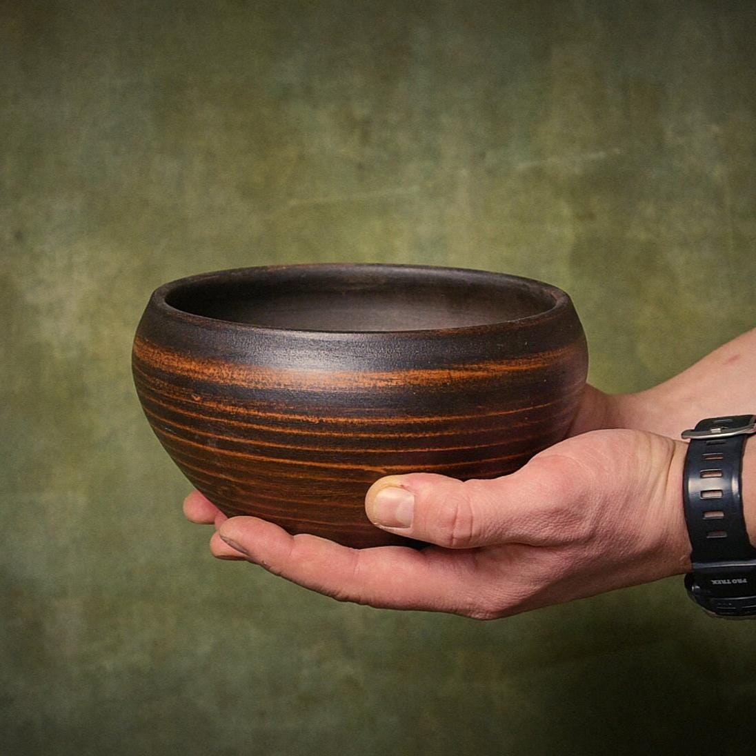 Large Handmade Ceramic Soup Bowl – Unglazed Ukrainian Pottery Dinner Dish - clayproductsshop