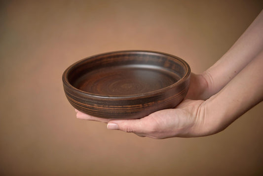 Round Ceramic Baking Pan – Handcrafted Clay Plate for Pancakes & Oven Cooking - clayproductsshop