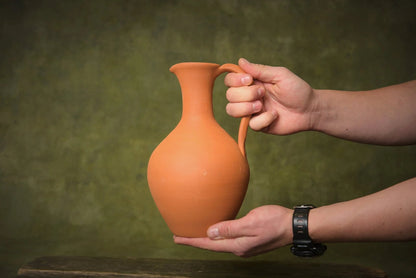 Handcrafted terracotta clay water jug with handle, artisan homeware from clayproductsshop