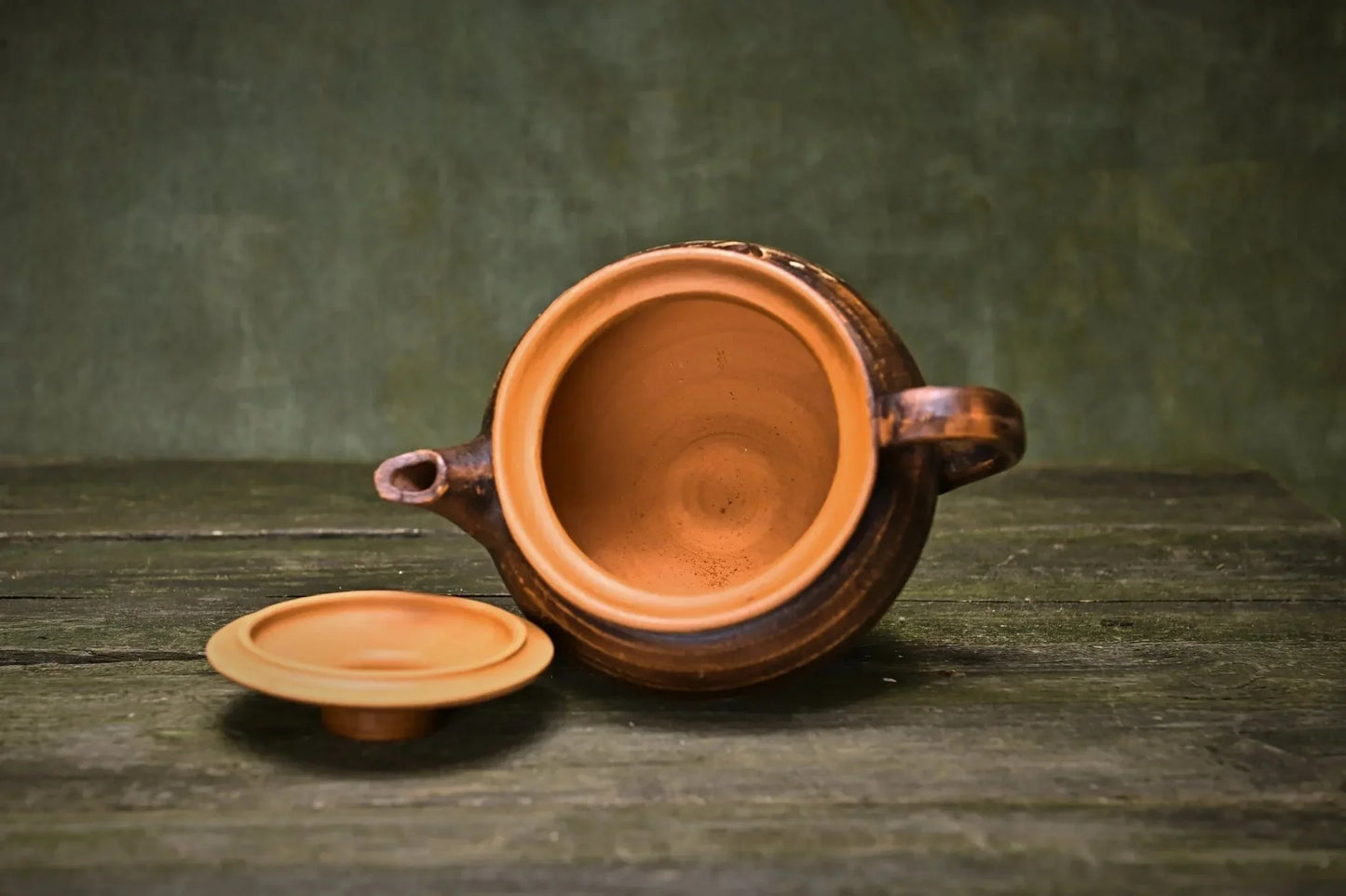 Handmade clay teapot with lid, rustic pottery home decor from clayproductsshop