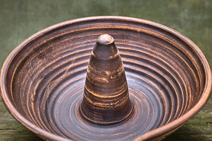 Handmade unglazed ceramic chicken roaster baking plate with rustic clay finish