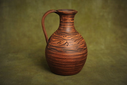 Handcrafted Ceramic Jug Clay Pitcher Handmade Jar for Wine, Water, Juice, Milk, Vodka 1800 ml | 60 fl.oz - clayproductsshop